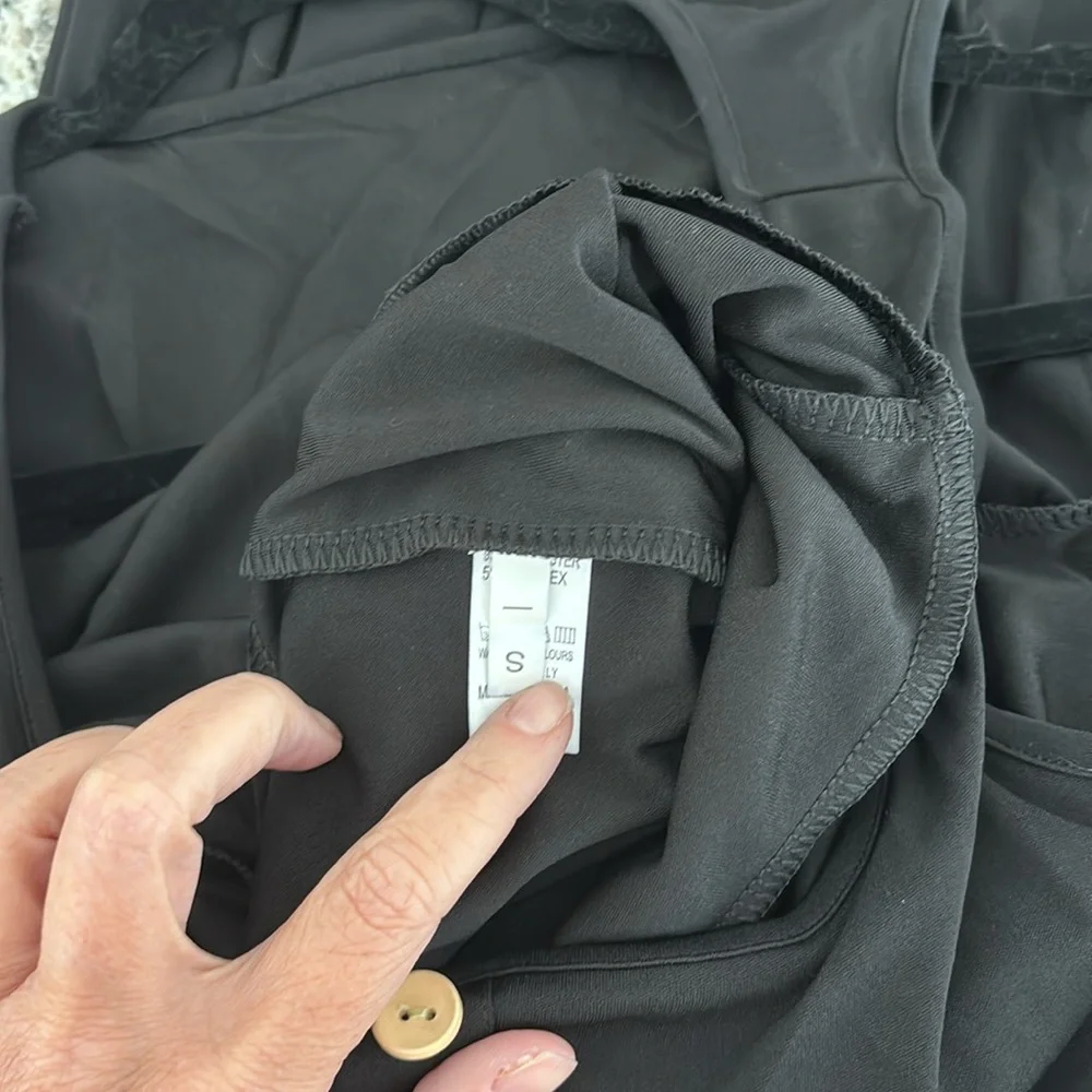 Black Sleeveless Button Front Belted Tie Waist Jumpsuit | Small - Picture 9 of 10